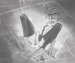 black_and_white cum cumming dickgirl futa_only futanari gwen_stacy gwen_stacy_(spider-verse) henshintiger marvel short_hair spider-gwen spider-gwen_(spider-verse) spider-man:_into_the_spider-verse spider-man_(series) spider_web