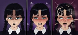 1girls black_hair black_lipstick cum cum_on_face cumshot dark_hair female female_focus female_only g3mma goth goth_girl light-skinned_female light_skin lipstick the_addams_family wednesday_(netflix) wednesday_addams