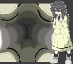 1girls 2d ass babibubetazumida black_hair blazer blue_eyes collared_shirt commentary_request cowboy_shot dark_hair dress_shirt female femcel from_below girlfailure grey_background gusset hair_between_eyes half-closed_eyes hi_res highres human jimiko jitome kuroki_tomoko legs legs_apart legwear long_hair long_skirt long_sleeves looking_at_viewer mojo mtu_virus multiple_views necktie nervous pleated_skirt questionable red_necktie school_uniform schoolgirl seam_(sewing) shirt shirt_tucked_in skirt solo standing stockings sweatdrop teenager thighs trefoil underwear unkempt upskirt viewed_from_below watashi_ga_motenai_no_wa_dou_kangaetemo_omaera_ga_warui! wing_collar