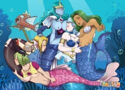 5girls anthro aquarius_(fairy_tail) areolae bakugan blonde_hair blue_hair bob74h bra breast_lick breast_sucking breasts camie crossover cunnilingus digimon exposed_pussy fairy_tail female female_only fingering first_porn_of_character fivesome green_hair hyper magikarp merfolk mermaid mermaid_tail mermaimon multiple_girls nipples one_piece orgy oversized_breasts pokemon pussy red_archery_girl scalie seashell_bra sirenoid smooth_skin submerged toon_mermaid underwater yu-gi-oh! yuri