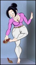 2026 barefoot big_breasts black_hair busty chichi dragon_ball dragon_ball_z high_heels mature_female milf nilssin solo solo_female