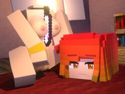 1girls 3d betty_craft_(artist) betty_dullahan beveledblock blender_(software) breasts character dullahan female female_only knife masturbation minecraft nude object_between_breasts orange_eyes orange_hair outside tagme