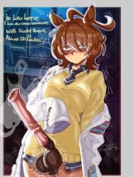 agnes_tachyon_(umamusume) background blush_lines blushing cartoonwizzard english english_text erection futa_only futanari horse_ears horse_girl horse_penis horsecock_futa huge_cock lighting musk_clouds musky_cock sagging_balls saggy_balls showing_penis text text_bubble umamusume umamusume_pretty_derby