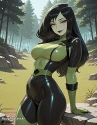 1girl 1girls ai-created ai_generated arched_back big_breasts black_hair black_hair_female black_lips bodysuit breasts breasts_focus cleavage curvaceous curvaceous_body curvaceous_female curvaceous_figure curvaceous_hips curvaceous_thighs curvy curvy_body curvy_female curvy_figure curvy_hips curvy_thighs day female_focus female_only gloves green_bodysuit green_eyes green_gloves green_skin head_turned kim_possible large_breasts leaning_back long_hair long_hair_female looking_at_viewer naughtyfeetai nipple_outline pale pale_body seductive seductive_body seductive_expression seductive_female seductive_smile sexy sexy_body sexy_female shego slim_waist smile solo solo_female standing sweating sweating_profusely thick_thighs thin_waist toned toned_body toned_female wet wet_body