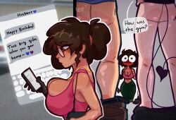 1g 1girls 2boys beauty_mark blush imminent_sex kittybyte leggings plump pol_yrhythmic sports_bra tanned_female thick thick_ass thick_thighs wife