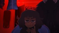 1boy 1girls balls bed bedroom black_fur black_hair cock dark-skinned_female fur glasses penis saya sayasushiswag short_hair testicles veiny_cock veiny_penis wendigo