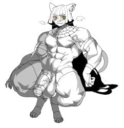 animal_humanoid appropriat0r armwear balls bangs big_balls big_penis cat_humanoid cat_paws clothing djeta_(appropriat0r) egyptian egyptian_clothing elbow_gloves felid felid_humanoid feline feline_humanoid foreskin genitals gloves hair handwear hi_res huge_thighs humanoid humanoid_genitalia humanoid_penis legwear long_hair long_nails long_tail male mammal mammal_humanoid muscular muscular_arms muscular_femboy penis solo tail tall thick_thighs yellow_eyes