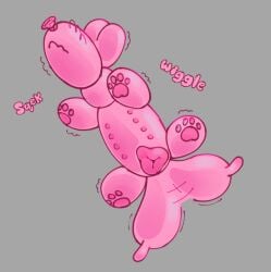 ambiguous_gender animal_genitalia animal_vulva animate_inanimate balloon balloon_animal canine_genitalia canine_vulva desperation feral genitals inflatable living_balloon living_inflatable multi_nipple nipples pawpads paws pink_body pupcandie_(artist) solo tail tail_motion tailwag vulva
