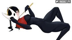 1girls ass black_bodysuit black_hair black_shoes blush bodysuit boots breasts cape capelet cloak cosplay couch crossover_cosplay curvy earrings feet female female_only gold_earrings gold_hairband hairband high_heel_boots high_heels highres holding hollow_knight hornet_(hollow_knight) hornet_(hollow_knight)_(cosplay) jewelry jpeg knees_together_feet_apart large_breasts latex latex_bodysuit long_hair looking_at_viewer mask multiple_views needle_(hollow_knight) no_shoes on_couch open_eyes pink_eyes rasult-fy red_capelet red_cloak red_eyes shoes single_shoe sitting solo spy_x_family thick_thighs thighs toes weapon white_background white_hairband white_mask yor_briar yor_forger
