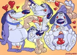 anthro blue_body blue_fur bodily_fluids canid canine canis cum cum_in_mouth cum_in_nose cum_inside domestic_dog feet foot_fetish foot_play footjob fur gale_douger genital_fluids jusosleep male male/male mammal masturbation nosejob overweight paws sex