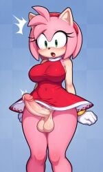 1futa 1futanari ai_generated amy_rose big_breasts futa_only futanari grabbing_breasts only_futa pixai solo sonic_(series) sonic_the_hedgehog_(series) touching_breasts