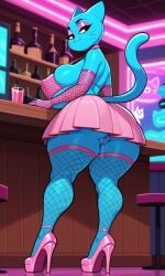 1furry 1milf ai_generated anthro anthro_milf big_breasts breasts cartoon_network cat_ears cat_girl cat_tail catgirl fishnet_stockings furry high_heels milf nicole_watterson no_panties pussy_juice_drip roger1011 the_amazing_world_of_gumball thick_thighs thighs