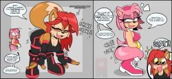 2025 2girls amy_rose anthro ass ass_awe big_ass blush clapping_ass clapping_cheeks darkwolfhybrid dialogue edit edited embarrassed english_dialogue english_text female female_focus female_only hi_res high_resolution highres melina_the_fox mobian_(species) panties sega sonic_(series) sonic_the_hedgehog_(series) text thighs twerking