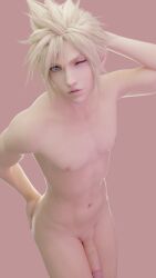 1boy 3d blender cloud_strife desess3intes final_fantasy final_fantasy_vii_remake male male_only naked solo yaoi