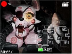 4:3 binary101 camera five_nights_at_freddy's five_nights_at_freddy's_2 fnaf fox mangle_(fnaf) mangled_mangle_(fnaf) multiple_images pink_fur tongue_out vent white_fur