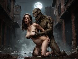 1boy 1girls ai_generated female_human female_human/male_feral female_human/male_monster feral_on_female feral_on_human full_moon interspecies interspecies_sex male_feral male_feral/female_human male_monster monster monster_on_female monster_on_human monster_penetrating noone3d petite slim slim_waist