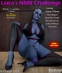 1futa 3d 3d_(artwork) asari asari_futanari banap big_penis blender blender_(software) blue_eyes blue_skin comic comic_page cover_page english_text futa_only futanari high_heels liara_t'soni mass_effect no_nut_november solo text