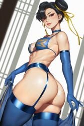 armpits ass ass_focus big_ass black_eyes black_hair blue_bra blue_gloves blue_socks blue_underwear blush breasts china china_dress chinadress chun-li chun-li_(cosplay) female female female_focus female_only gloves hip_dips hip_focus hip_grab hips holding_dress looking_at_viewer neoartcore nipples no_panties pointy_nipples posing posing_for_the_viewer sexy_armpits small_breasts socks solo solo_female standing street_fighter thick_ass thick_hips thick_legs thick_thighs thighhighs tied_hair tied_up tiny_breasts tiny_waist turning_head underwear