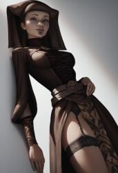 ai_generated clone_wars clothed dress duchess_eugene facial_markings garter_belt garter_straps garters luminara_unduli pelvic_curtain skirt smile star_wars stockings tagme tease teasing teasing_viewer thighhighs