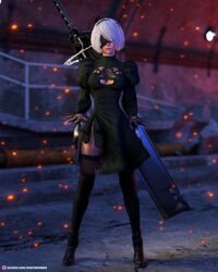 yorha 2b from nier: automata by riskybomber