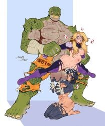 1boy 2girls asian asian_female ass balls batgirl batgirl_(cassandra_cain) batman_(series) black_bat black_hair blonde_hair blue_eyes captainsmutty cassandra_cain cum cum_in_pussy cum_inside dc dc_comics female interspecies killer_croc male monster orphan_(dc) penetration penis sex size_difference spoiler_(dc) stephanie_brown straight testicles threesome vaginal_penetration waylon_jones