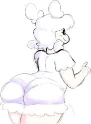 ass battle_for_dream_island booty fat_ass humanized humanized_object_show minidress object_shows picknpull pillow_(bfdi) sketch smiling tpot unaware white_hair white_minidress