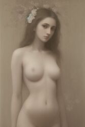 ai ai_generated female flower_in_hair flowers_in_background nude young