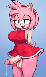 1futa 1futanari ai_generated amy_rose big_breasts futa_only futanari grabbing_breasts only_futa pixai solo sonic_(series) sonic_the_hedgehog_(series) touching_breasts