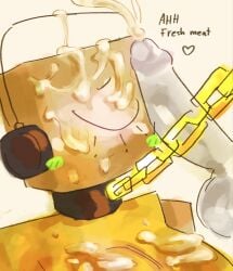1_eye 1girls blush chains closed_eyes cum cum_on_breasts cum_on_face cumshot die_of_death_(roblox) disembodied_penis female game harken_(die_of_death) headphones neck_chain roblox roblox_game rrrensa tagme yellow_body yellow_skin
