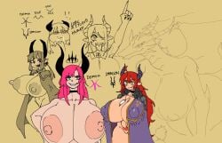 3girls dragon dragon_girl huge_breasts lewdicrousart sketch tagme voluptuous