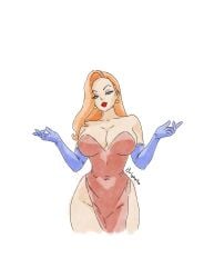 brighella_comms earrings elbow_gloves evening_gown eyeshadow female green_eyes hourglass_figure jessica_rabbit lipstick long_hair red_hair who_framed_roger_rabbit