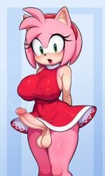 1futa 1futanari ai_generated amy_rose big_breasts futa_only futanari grabbing_breasts only_futa pixai solo sonic_(series) sonic_the_hedgehog_(series) touching_breasts