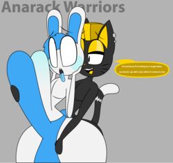 2boys anal anarack black_fur blue_hair bulge domestic_cat duo femboy huge_cock hung_trap lagomorph male male_only rabbit sex stomach_bulge thick_thighs underwear white_fur yaoi yellow_hair