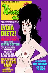 beetlejuice black_eyes black_hair black_nails english_text erect_nipples female hand_on_hip large_breasts lydia_deetz nude solo toonytease winona_ryder