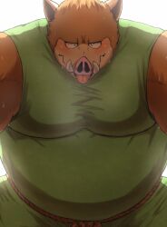 anthro blush clothing dragon_quest furry male male_only musk nullraihigi orc_(dragon_quest) solo solo_male suina sus_(pig) sweaty tongue_out