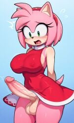 1futa 1futanari ai_generated amy_rose big_breasts futa_only futanari grabbing_breasts only_futa pixai sonic_(series) sonic_the_hedgehog_(series) touching_breasts