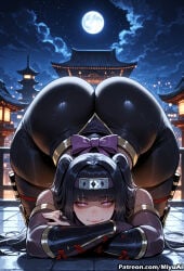 1girl ai_assisted ai_generated all_fours artist_name ass bangs bent_over black_hair blunt_bangs bodysuit bow breasts city curvaceous curvy curvy_female curvy_figure female fire_emblem full_moon gloves headband long_hair looking_at_viewer miyuai moon nail_polish night night_sky purple_eyes sky smile solo tharja_(fire_emblem) thick thick_ass thick_butt thick_hips thick_legs thick_thighs top-down_bottom-up voluptuous voluptuous_female wide_hips wide_thighs