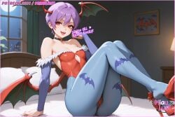 ai_assisted ai_generated darkstalkers flat_chest lilith lilith_aensland marvel_vs._capcom miaulust night purple_hair red_eyes room small_breasts succubus succubus_costume succubus_wings sucubo sucubus teen teenage_girl teenager