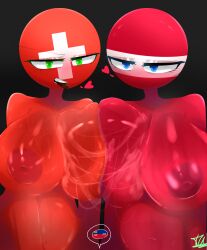 1boy 2girls 44waa29304 austria_(countryhumans) big_breasts blue_eyes breasts_bigger_than_head breasts_to_breasts countryhumans countryhumans_girl eyelashes fully_nude green_eyes hearts_around_head liechtenstein_(countryhumans) red_body strings_of_goo switzerland_(countryhumans) tagme tongue_out