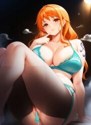 big_breasts curvy nami nami_(one_piece) one_piece sauna sauna_bench seductive seductive_look steamy