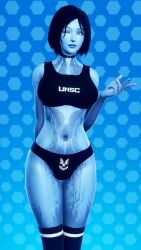 1girls 3d blender blender_(software) blue_body blue_hair blue_skin bob_cut choker clothed clothing cortana female fit fit_female halo_(series) halo_4 high_resolution highres kneesocks lord_susto pose posing posing_for_the_viewer tank_top thighs video_game_character video_games wink winking_at_viewer