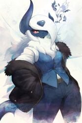 absol big_breasts breasts female furry huge_breasts pokemon tagme thick_thighs thwillartz wide_hips