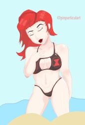 black_swimsuit black_widow_(marvel) blackwidow closed_eyes color female_only marvel marvel_comics marvel_rivals red_hair red_hair summer swimsuit