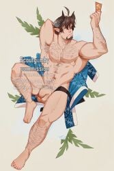 animal_ears armpit armpit_hair balls bara barawa body_hair cow_ears draph facial_hair flaccid granblue_fantasy horns male male_only mto_(artist) mtoartnsfw mtomauw muscles muscular nude penis solo solo_male