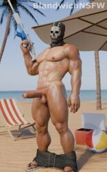 1boy abs beach big_penis blandwich call_of_duty call_of_duty_modern_warfare_2_(2022) erect_penis erection foreskin gay ghost_(modern_warfare_2) huge_cock large_penis male mask masked_male msaked muscular muscular_male outdoor_nudity outdoors outside pecs public public_nudity solo solo_male thick_penis veiny_penis