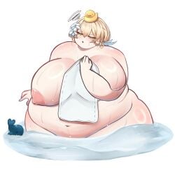 amber_eyes bathhouse belly_button belly_overhang blonde_female blonde_hair blonde_hair_female chubby chubby_female fat fat_ass feather_earring genshin_impact half_lidded_eyes holding_towel hoyoverse huge_breasts huge_thighs inteyvat_flower_(genshin_impact) inteyvat_flowers large_stomach lumine_(genshin_impact) mihoyo mihoyo_technology_(shanghai)_co._ltd. missicake morbidly_obese morbidly_obese_female naked naked_female obese obese_female onsen onsen_robe open_mouth overweight overweight_female puffy_areola puffy_nipples rubber_duck rubber_ducky sauna short_hair short_hair_female sole_female stuffed_animal stuffed_whale thick thick_hips thick_legs thick_thighs traveler_(genshin_impact) water wet_body wet_skin wide_hips wide_thighs