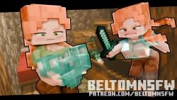 1girls 2girl 2girls 3d alex_(minecraft) beltomnsfw big_breasts big_nipples blender blush detailed_background female ginger_hair green_eyes horny_female microsoft mine-imator minecraft minecraft_xxx orange_hair pressed_on_glass pressing_breasts_together see-through see-through_clothes see-through_clothing see-through_shirt see-through_top sword tagme transparent transparent_clothing