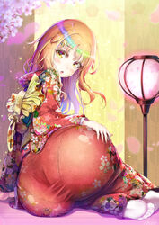 1boy ass big_ass big_butt butt dat_ass fat_ass femboy kimono large_ass looking_at_viewer looking_back male natsusora_wakana nobady orange_hair original socks thick thick_ass trap wide_hips yellow_eyes