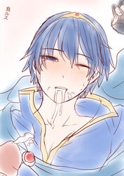 1boy after_fellatio after_sex blue_eyes blue_hair crying crying_with_eyes_open cum cum_in_mouth cum_on_chin fire_emblem fire_emblem:_mystery_of_the_emblem fire_emblem:_shadow_dragon_and_the_blade_of_light futa_on_male futanari instant_loss_2koma japanese_text light-skinned_male male male_focus marth_(fire_emblem) mating_press mythra_(xenoblade) one_eye_closed short_hair solo_focus super_smash_bros. super_smash_bros._ultimate text translation_request villiers_hyunou white_background xenoblade_(series) xenoblade_chronicles_2