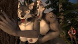 1boy 1boy1girl 1girls doggy_style forest male_penetrating_female mr_sfm muscular_male petruz sfm straight wolf yiff